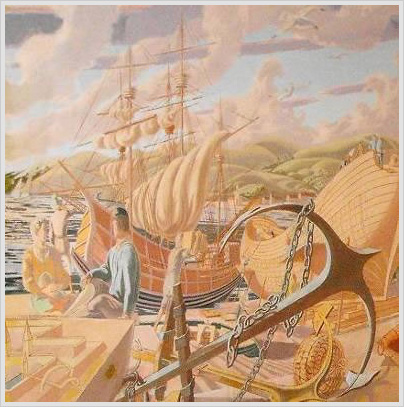 Detalle de obra mural autoría de José Mª Ucelay (1962), para el petrolero Bilbao. Museo Vasco (Bilbao)