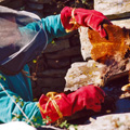 Recogiendo las tástanas de un cepo de abejas en Arroyo Ciego (La Calera del Prado)