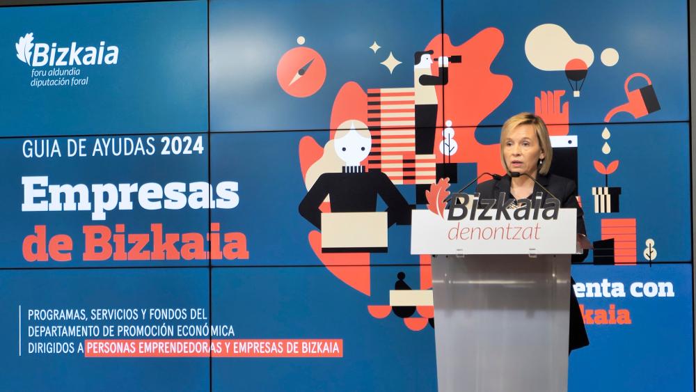 Ainara Basurko, en la presentación de ayudas a empresas y personas emprendedoras