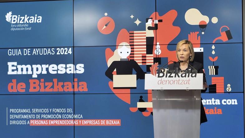 Ainara Basurko, en la presentación de ayudas a empresas y personas emprendedoras