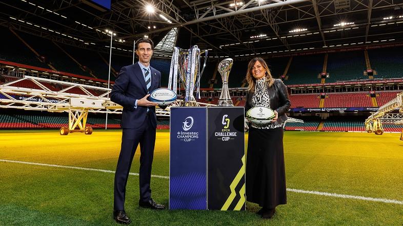 Xabier Ochandiano y Cristina Múgica, en el  Principality Stadium de Cardiff