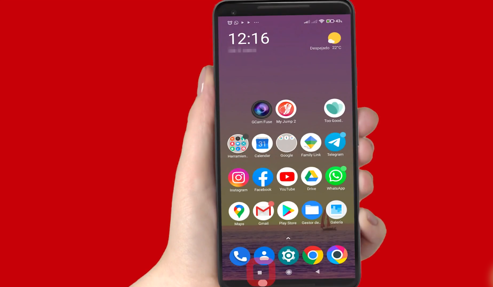 Smartphone baten menuak eta ikono nagusiak