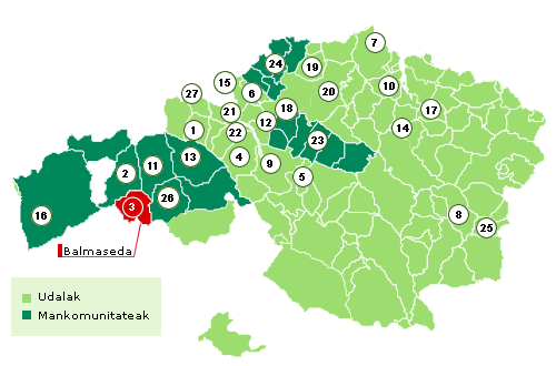 Bizkaiko mapa Balmaseda nabarmenduz