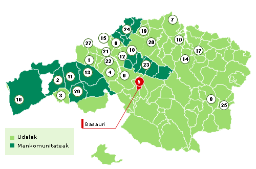 Bizkaiko mapa Barakaldo nabarmenduz
