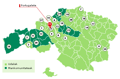 Bizkaiko mapa Portugalete nabarmenduz