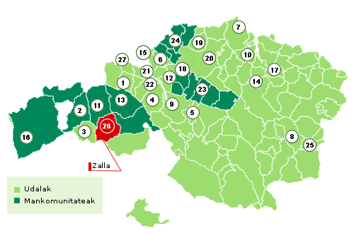 Bizkaiko mapa Zalla nabarmenduz