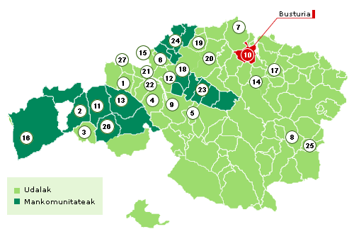 Bizkaiko mapa Busturia nabarmenduz