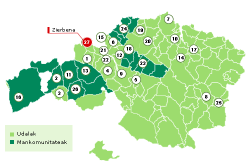 Bizkaiko mapa Zierbena nabarmenduz