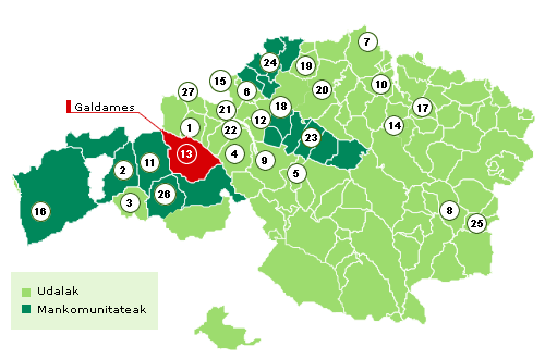 Bizkaiko mapa Galdames nabarmenduz